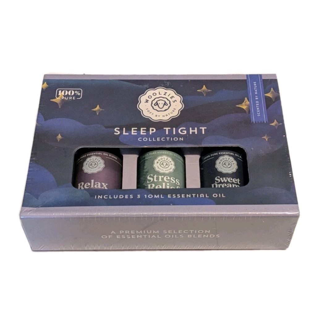Woolzies Essential Oil Set Sleep Tight Collection Relax, Stress Relief 100% Pure